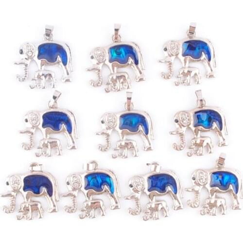 10Pcs Dangle Pendants New Zelanian Abalone Shell Pearl Blue Bead Elephant Pendant Jewelry TN785