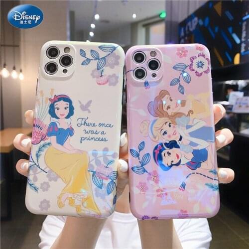 DISNEY Princess Cartoon Case for Girls Shockproof Silicone Full Cover Case for iPhone 12 11 Pro Max 7 8 Plus Cases Gift zz0624