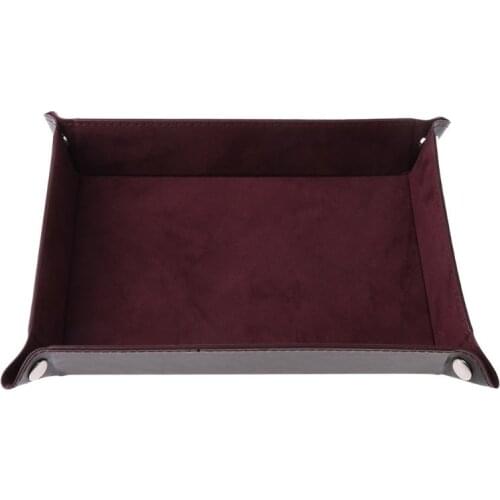 Rectangle PU Leather Dice Trays Foldable Storage Box Table Games Key Coin Box D2TC