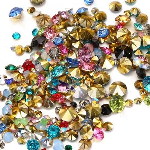 Mixed Color Resin Rhinestones Wholesale PointBack Glue On Beads Many Sizes Diamond Jewelry Nail Art Wedding Dress Decoration DIY