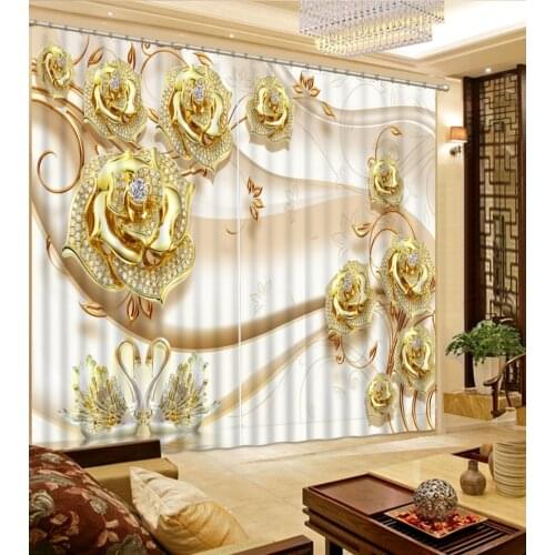 Luxury window curtain living room Jewelry flowers curtains customize window cortains European home improvement