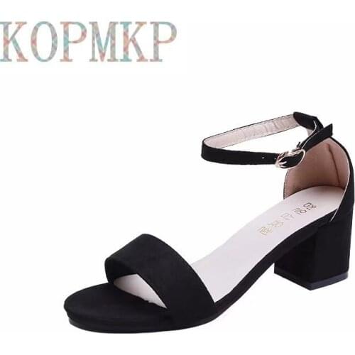 2021 New Anti-Season Summer Hollow Women Sandals Thick High Heel Ankle Strap Sandalias Mujer Fashion Sandal Female Party Shoes