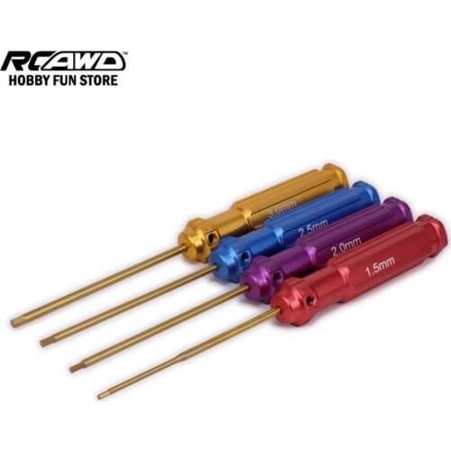 RCAWD 4PCS hex key tools Machined Alloy Aluminum Screwdrivers Key Driver 1.5mm 2mm 2.5mm 3mm For RC Cars Helicopter