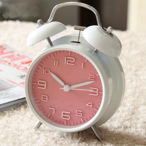 Modern minimalist metal alarm clock 4-inch small alarm clock with night light