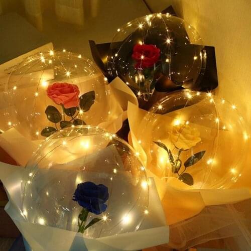 LED Light DIY Rose Flower Ballon Stick For Valentines Day Party Decoration Wedding Decor Balloons