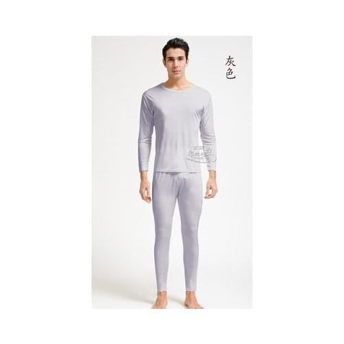 Tai hang zhengpin 100 % silkworm silk autumn clothing knitted silk men round neck warm underwear