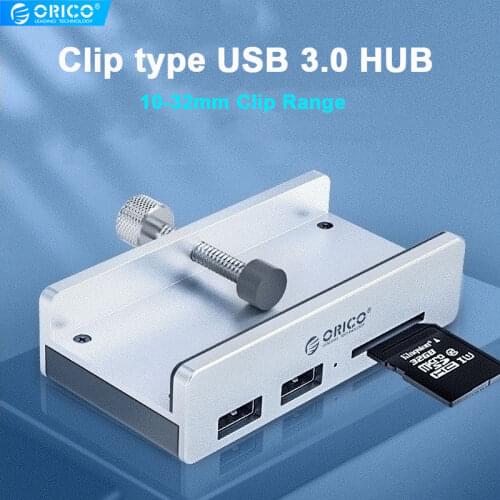 ORICO MH4PU Aluminum 4 Ports USB 3.0 Splitter Adapter Clip-type HUB for Desktop Laptop Clip Range 10-32mm with Date Cable Gift
