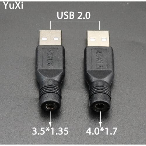 YuXi 2PCS DC 3.5*1.35 4.0*1.7 mm Female Jack To USB 2.0 Male Plug Jack DC Power Plugs Connector Adapter Laptop Converter