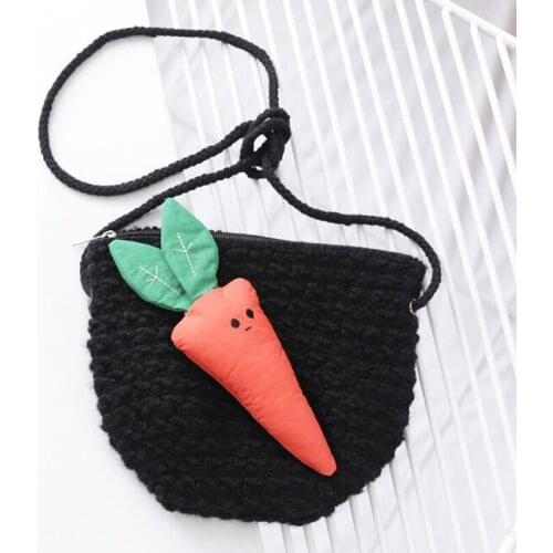 XEONGKVI 2019 New Lovely Carrot Parent-child Bag Autumn Winter Woolen Yarn Aslant gIrl Women Travel Inclined Shoulder Bag