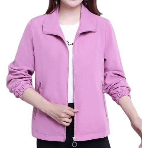 2021Spring Autumn Women Jacket Windbreaker Middle-Aged New Coat Female Loose Korean Version Windbreaker Outwear LadiesTopsR1381
