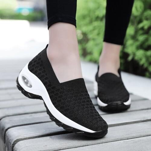 Spring Autumn Womens Shoes Mesh Woman Loafers Flat Platforms Female Shoe Wedges Ladies Shoes Height Increasing Sneakers Size 42