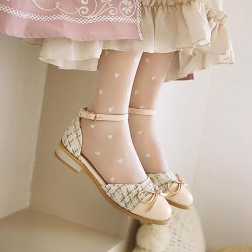 Ochanmeb sweet butterfly-knot bowtie two-piece style ankle strap tweed shoes women brand beige green teenager girls flat shoe 43