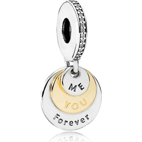 Authentic 925 Sterling Silver Bead You Me Forever Pendant Charm Fit Fashion Women Pandora Bracelet Bangle Gift DIY Jewelry