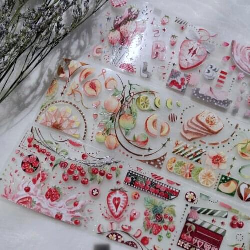 1 Loop 6 X 100cm Peach Bread Raspberry, Cherry Sugar Fruits Food Washi Tape