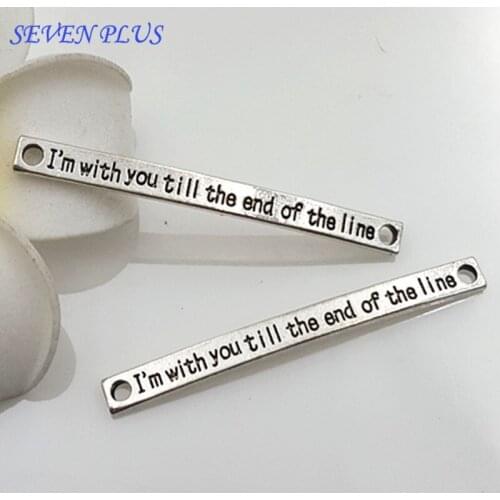 High Quality 10 Pieces/Lot 4mm*28mm Antique Silver Plated Words Connectors Bracelets Charms