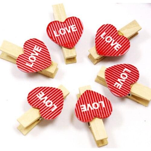 100/200Pieces 3.5x0.7cm Mini Heart Love Wooden Clothes Photo Paper Peg Pin Lovely Craft Clips Home Wedding Decor