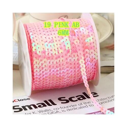 100 Yards 6mm AB PVC Sequins Ribbon Sequin Trim Sequin Roll, Sold per Packet of 1 Roll(100 Yards)-Light Pink AB Confetti