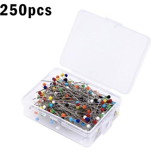 250Pcs Glass Ball Head Pins Mixed Colors Straight Quilting Needles DIY Sewing Crafts Pins