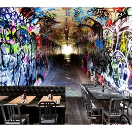 Beibehang Custom 3d wallpaper nostalgic industrial wind tunnel space ruin cement wallpaper cafe bar restaurant decoration murals