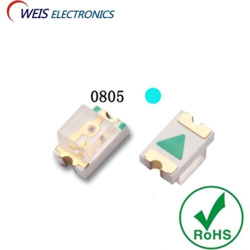 50PCS 2.0*1.25*0.mm SMD 0805 2012 ICE BLUE COLOR LED 3.0-3.2V 200-300MCD Light beads wholesaleFree shipping