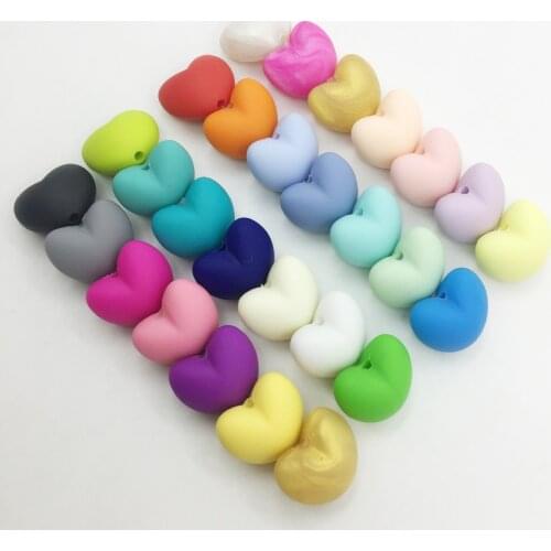 50pcs Silicone candy Color Heart bead ,Silicone Loose bead heart beads for baby chewed ,BPA free safe for baby chewed