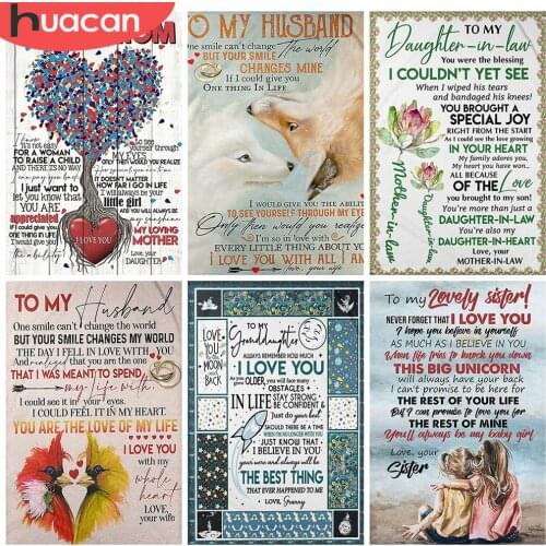 HUACAN 5D DIY diamond painting Text mosaic Love Full Square/Round diamond embroidery cross stitch landscape Home Decor Kits