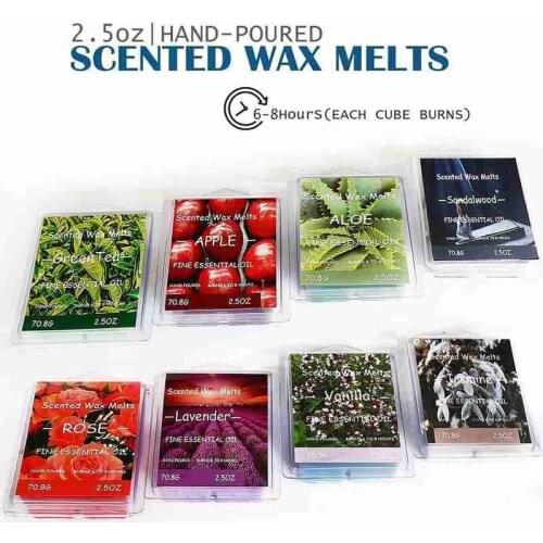 Scented Wax Melts Air Freshener, Soy Wax Warmer Cubes Aloe Green Tea Sandalwood Rose Vanilla Jasmine Lavender