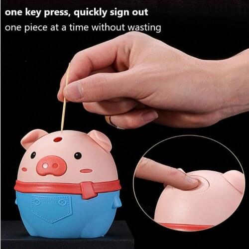 Automatic Toothpick Holder Portable Toothpick Box Cute Piggy Toothpick Storage Container Table Decor Pop-up Toothpick Dispenser