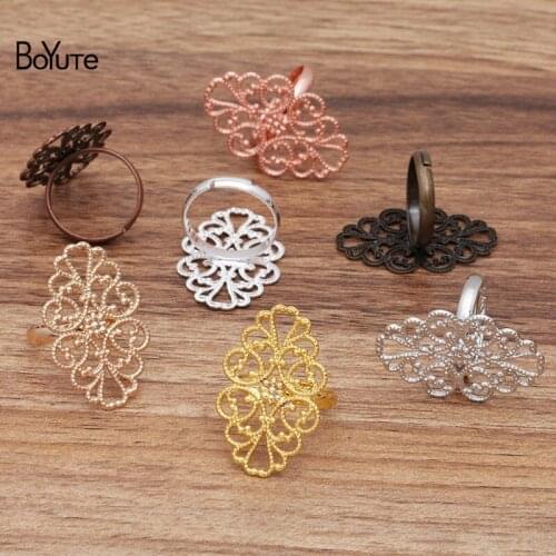 BoYuTe (20 Piececs/Lot) 20*30MM Metal Brass Filigree Ring Base Setting Handmade Diy Jewelry Materials Wholesale