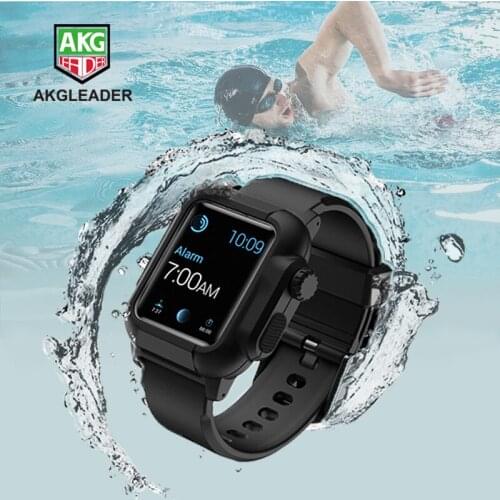 40mm/44mm Waterproof Case Strap For Apple Watch Series 5 4 3 Shockproof Impact Resistant Protective Cover+Silicone Watchband