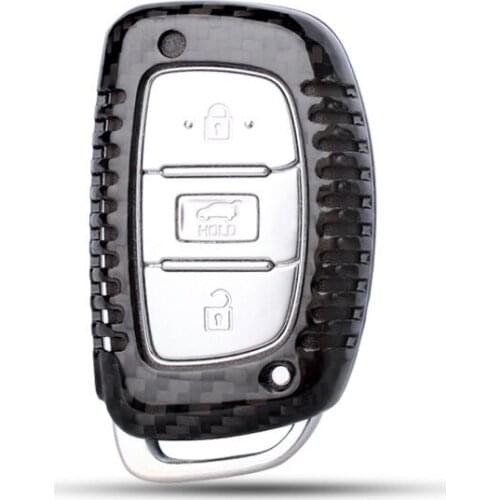 Real Carbon fiber Key Case Key Cover For Hyundai Tucson Creta ix25 ix35 i20 i30 HB20 Elantra Verna Mistra 2015-2019