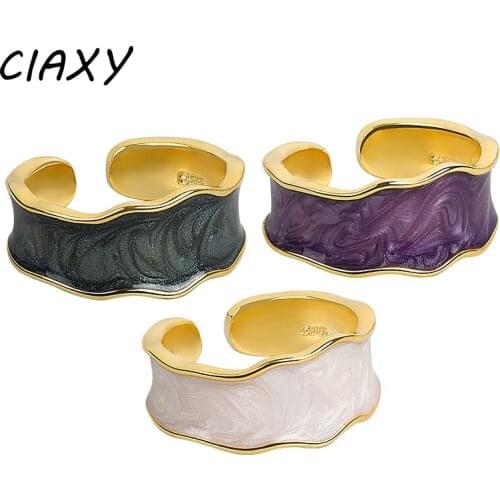 CIAXY 925 Sterling Silver Irregular Wave Rim Smooth Ring High Quality Handmade Fashion Couple Rings Vintage French Jewelry