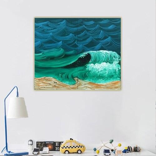 Citon David Hockney《A Bigger Wave》Canvas Oil Painting Artwork Poster Picture Wall Background Decor Home Living room Decoration