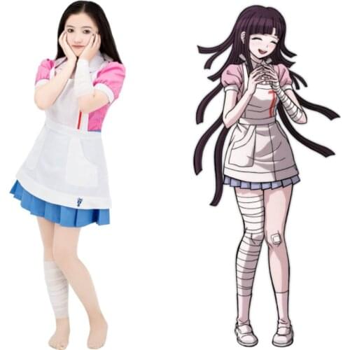 Danganronpa Mikan Tsumiki Cosplay Costume Nurse Costume Cafe Maid Uniform Girl Women Carnival Cos Halloween Sets