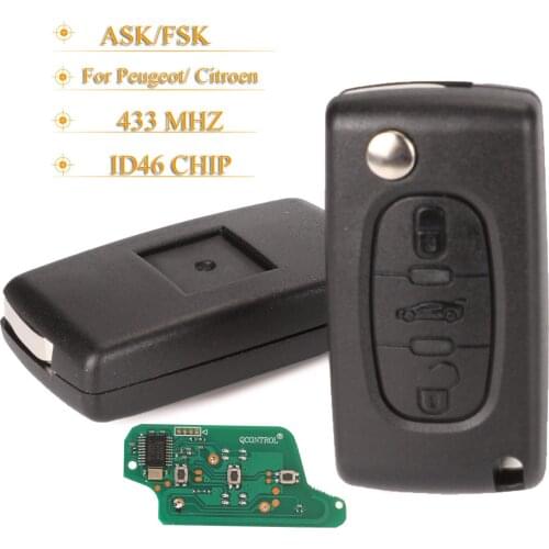 Kutery 3 Buttons Remote Key For Citroen C2 C4 C5 C8 For Peugeot 307 308 607 Fob 433MHZ ID46 Chip CE0536 CE0523 ASK/FSK HU83/VA2
