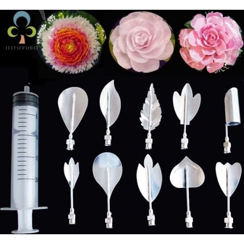 Cake Decorating Mold Needle Nozzle 10 Gelatin Art needle + 1pc Needle Tube 3D Gelatin Jello Art Pudding Flower Backing Tools ZXH