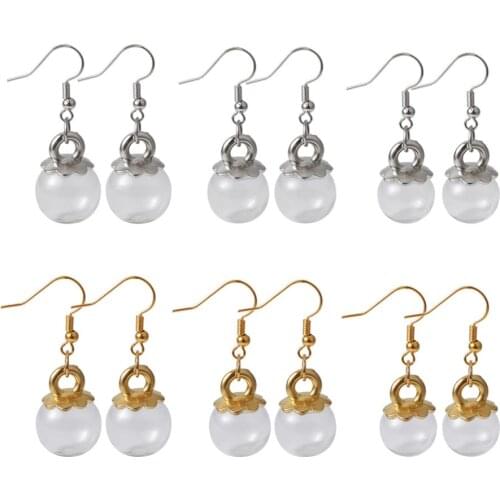 1Set Dangle Earring Making Kit with Glass Globe Beads Earring Hooks Open Jump Rings Pendant Bails for Earring Jewelry Supplies