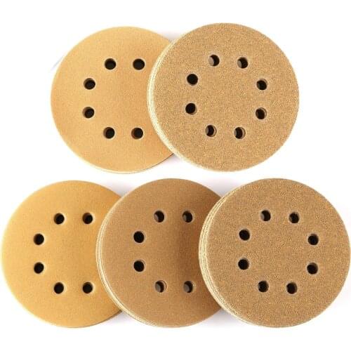 20pcs 5 Inch 125mm Round Sandpaper semi brittle aluminum oxide grain Eight Hole Disk Sand Sheets Grit 60-400