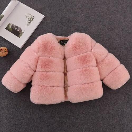 New Winter Girls Fur Coat Elegant Baby Girl Faux Fur Jackets And Coats Thick Warm Parka Kids Outerwear Clothes Girls Coat