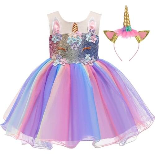 LZH Baby Dresses For Newborn Clothes Baby Girls Unicorn Costume Kids Christmas Princess Dress Infant 1st Birthday Party Dress