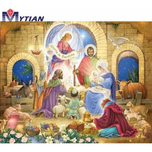 MYTIAN 5d Diy Diamond Painting Jesus Birth Religious Cross Stitch Kits Full Embroidery Diamond Pattern 3d Pictures Needlework