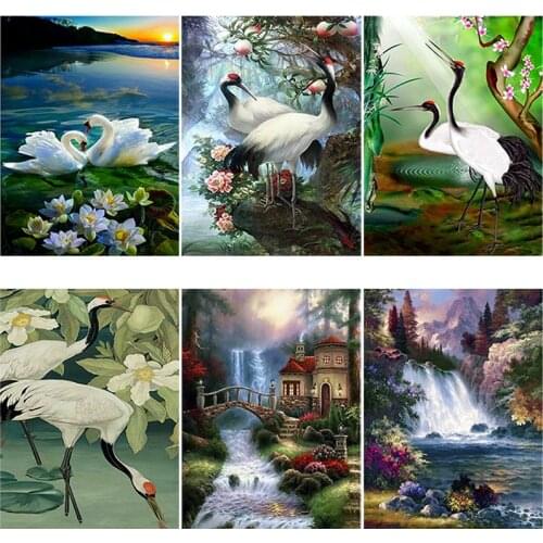 DIY 5D Diamond Painting Swan Full Round Drill Animal Cross Stitch Kit Mosaic Picture of Rhinestone Decor Gift Diamond Embroidery