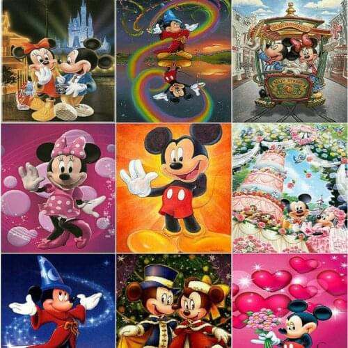 5D Diy Diamond Painting Cross Stitch Kits Disney Cartoon Mickey Mouse Diamond Embroidery Square Mosaic Pictures Home Decor