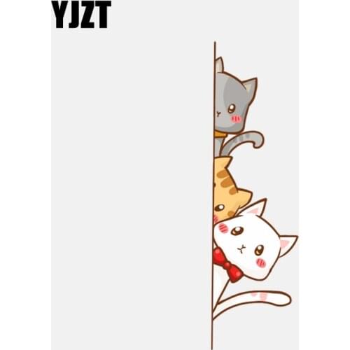 YJZT 4.4CM*15.4CM Funny Three Peeked Cats Car Sticker PVC High Quality Decal 11-00894