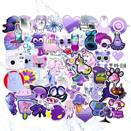 60pcs Cartoon Purple Decorative Stickers bear flower Sticker DIY suitcase skateboard laptop Sticker Children Gift toys decals