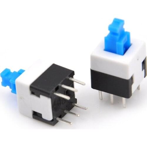 NEW 10pcs/lot Square 8x8 6 Pin DPDT Mini Push Button Self-locking Switch Multimeter Switch