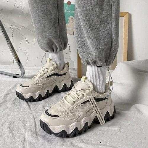 Womens 2021 spring and autumn new Korean version of the British style trend mesh breathable all-match casual sports shoes