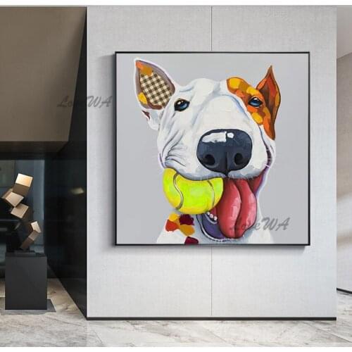 New Arrival Wall Art Decoration Animal Oil Painting Of A Dog Carrying A Baseball Abstract Picture For Living Room No Framed