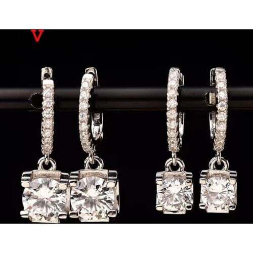 OEVAS Real 0.5/1 Carat D Color Moissanite Bridal Drop Earrings 100% 925 Sterling Silver Sparkling Wedding Party Fine Jewelry