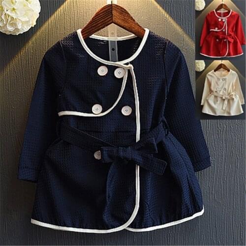 2-8 Years Baby Jacket Infant Girls Coat Trench Breast Toddler Windbreaker Clothing Children Jacket Costume 2020 New